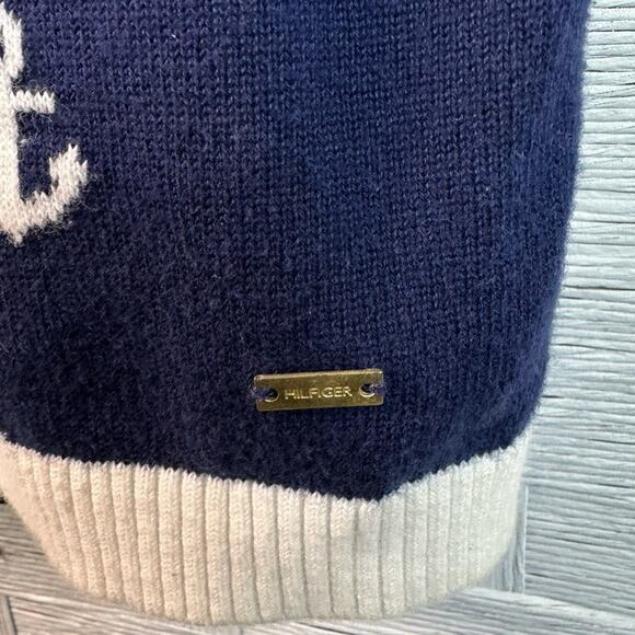 Tommy Hilfiger Anchor-Patterned Sweater Navy Cream nautical coastal plus size - Picture 3 of 8